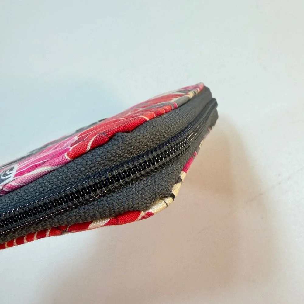 Vera Bradley Zip Around Wallet Cherry Blossoms Pink Red Floral Quilted Cotton - Picture 4 of 8